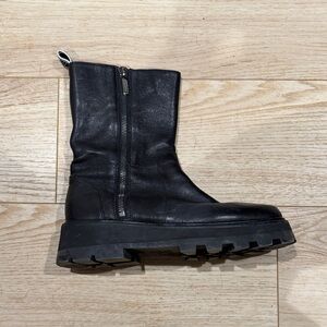 Jimmy Choo Black Leather Combat Boots
